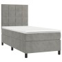 Cama box spring con colchón terciopelo gris claro 90x190 cm de vidaXL, Camas y somieres - Ref: Foro24-3143001, Precio: 322,40...