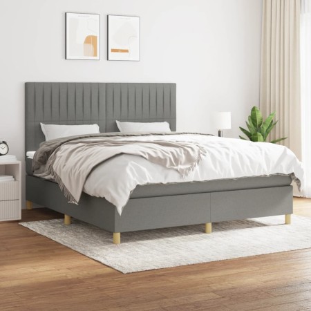 Cama box spring con colchón tela gris oscuro 180x200 cm de vidaXL, Camas y somieres - Ref: Foro24-3142514, Precio: 627,99 €, ...