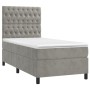 Cama box spring con colchón terciopelo gris claro 100x200 cm de vidaXL, Camas y somieres - Ref: Foro24-3143187, Precio: 351,5...