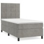 Cama box spring con colchón terciopelo gris claro 100x200 cm de vidaXL, Camas y somieres - Ref: Foro24-3143007, Precio: 323,5...