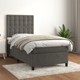 Cama box spring con colchón terciopelo gris oscuro 80x200 cm de vidaXL, Camas y somieres - Ref: Foro24-3143230, Precio: 331,7...