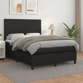Boxspringbett mit schwarzer Kunstledermatratze 140x200cm von vidaXL, Betten und Lattenroste - Ref: Foro24-3142725, Preis: 493...