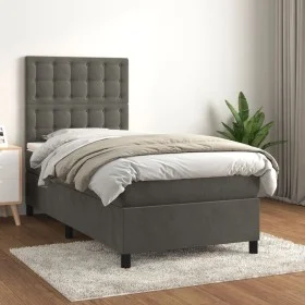 Cama box spring con colchón terciopelo gris oscuro 90x190 cm de vidaXL, Camas y somieres - Ref: Foro24-3143236, Precio: 314,8...