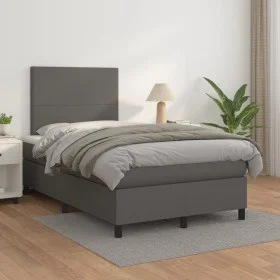 Cama box spring con colchón cuero sintético gris 120x200 cm de vidaXL, Camas y somieres - Ref: Foro24-3142717, Precio: 436,86...