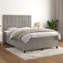 Cama box spring con colchón terciopelo gris claro 140x200 cm de vidaXL, Camas y somieres - Ref: Foro24-3143025, Precio: 482,7...