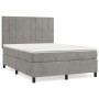 Cama box spring con colchón terciopelo gris claro 140x200 cm de vidaXL, Camas y somieres - Ref: Foro24-3143025, Precio: 482,7...