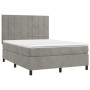Cama box spring con colchón terciopelo gris claro 140x200 cm de vidaXL, Camas y somieres - Ref: Foro24-3143025, Precio: 482,7...