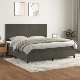 Box spring bed with dark gray velvet mattress 200x200 cm by vidaXL, Beds and slatted bases - Ref: Foro24-3142924, Price: 576,...