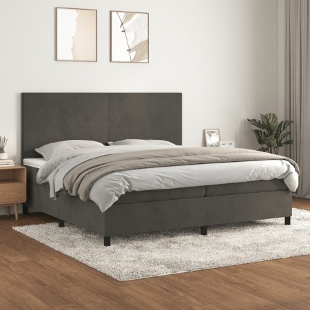 Cama box spring con colchón terciopelo gris oscuro 200x200 cm de vidaXL, Camas y somieres - Ref: Foro24-3142924, Precio: 582,...