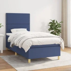 Cama box spring con colchón tela azul 100x200 cm de vidaXL, Camas y somieres - Ref: Foro24-3142239, Precio: 325,60 €, Descuen...