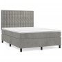 Cama box spring con colchón terciopelo gris claro 140x200 cm de vidaXL, Camas y somieres - Ref: Foro24-3143265, Precio: 508,3...