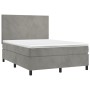 Cama box spring con colchón terciopelo gris claro 140x200 cm de vidaXL, Camas y somieres - Ref: Foro24-3142905, Precio: 489,8...