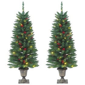 Árboles de Navidad artificiales 2 uds 100 LED verde 120 cm en Decoración Festiva y Estacional | Comprar online en Foru.es