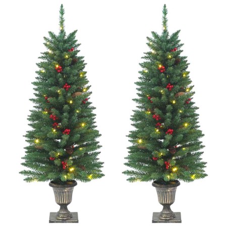 Árboles de Navidad artificiales 2 uds 100 LED verde 120 cm en Decoración Festiva y Estacional | Comprar online en Foru.es