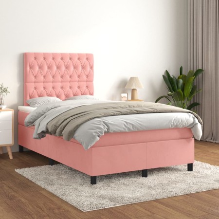 Cama box spring con colchón terciopelo rosa 120x200 cm de vidaXL, Camas y somieres - Ref: Foro24-3143198, Precio: 451,14 €, D...