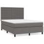 Cama box spring con colchón cuero sintético gris 140x200 cm de vidaXL, Camas y somieres - Ref: Foro24-3142849, Precio: 502,86...