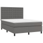 Cama box spring con colchón cuero sintético gris 140x200 cm de vidaXL, Camas y somieres - Ref: Foro24-3142849, Precio: 502,86...