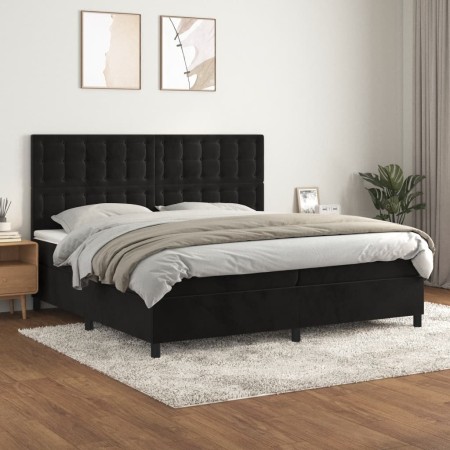 Cama box spring con colchón terciopelo negro 200x200 cm de vidaXL, Camas y somieres - Ref: Foro24-3143285, Precio: 620,57 €, ...