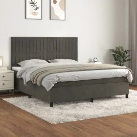 Box spring bed with dark gray velvet mattress 180x200 cm by vidaXL, Beds and slatted bases - Ref: Foro24-3143158, Price: 559,...