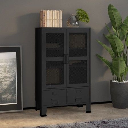 Baúl de almacenaje industrial metal negro 70x40x115 cm de vidaXL, Baúles de almacenamiento - Ref: Foro24-339621, Precio: 255,...