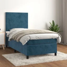 Box spring bed with dark blue velvet mattress 80x200 cm by vidaXL, Beds and slatted bases - Ref: Foro24-3142873, Price: 321,1...
