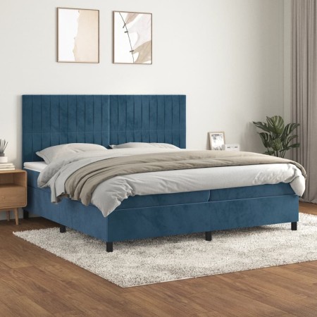 Cama box spring con colchón terciopelo azul oscuro 200x200 cm de vidaXL, Camas y somieres - Ref: Foro24-3143167, Precio: 655,...