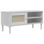 Mueble de TV SENJA aspecto ratán madera pino blanco 106x40x49cm en Muebles TV | Comprar online en Foru.es