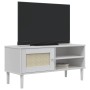 Mueble de TV SENJA aspecto ratán madera pino blanco 106x40x49cm en Muebles TV | Comprar online en Foru.es