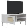 Mueble de TV SENJA aspecto ratán madera pino blanco 106x40x49cm en Muebles TV | Comprar online en Foru.es