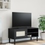 Mueble de TV SENJA aspecto ratán madera pino negro 106x40x49 cm en Muebles TV | Comprar online en Foru.es