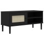 Mueble de TV SENJA aspecto ratán madera pino negro 106x40x49 cm en Muebles TV | Comprar online en Foru.es
