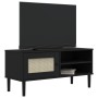 Mueble de TV SENJA aspecto ratán madera pino negro 106x40x49 cm en Muebles TV | Comprar online en Foru.es