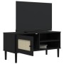 Mueble de TV SENJA aspecto ratán madera pino negro 106x40x49 cm en Muebles TV | Comprar online en Foru.es