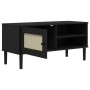 Mueble de TV SENJA aspecto ratán madera pino negro 106x40x49 cm en Muebles TV | Comprar online en Foru.es