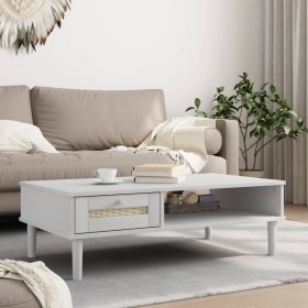 Mesa de centro SENJA aspecto ratán madera blanco 100x55x33 cm en Mesas de centro | Comprar online en Foru.es