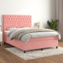 Cama box spring con colchón terciopelo rosa 140x200 cm de vidaXL, Camas y somieres - Ref: Foro24-3143210, Precio: 531,53 €, D...