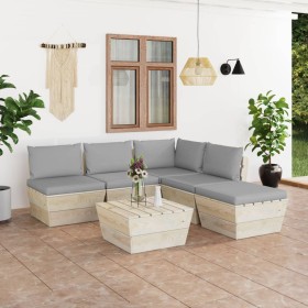 Muebles de jardín de palets 6 piezas y cojines madera de abeto en Conjuntos de jardín | Comprar online en Foru.es