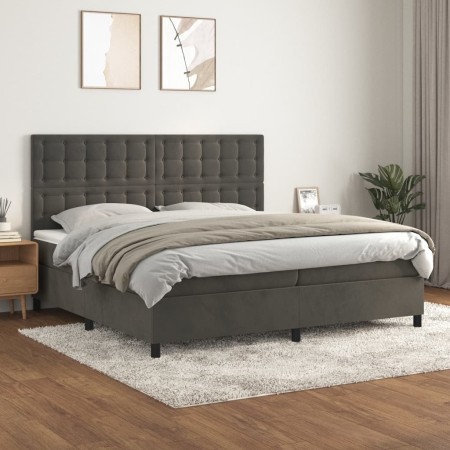 Cama box spring con colchón terciopelo gris oscuro 200x200 cm de vidaXL, Camas y somieres - Ref: Foro24-3143284, Precio: 601,...