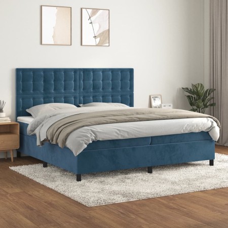 Cama box spring con colchón terciopelo azul oscuro 200x200 cm de vidaXL, Camas y somieres - Ref: Foro24-3143287, Precio: 671,...
