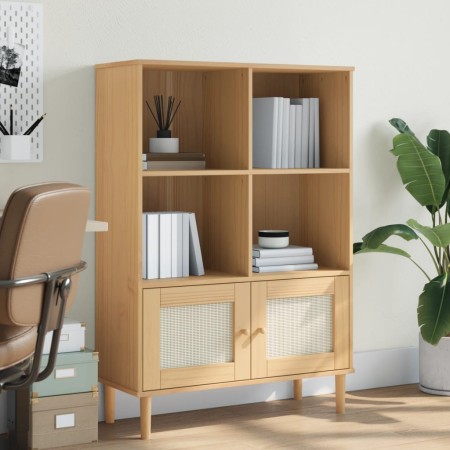 Estantería SENJA aspecto ratán madera pino marrón 90x35x130 cm en Librerías y estanterías | Comprar online en Foru.es