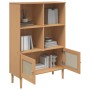 Estantería SENJA aspecto ratán madera pino marrón 90x35x130 cm en Librerías y estanterías | Comprar online en Foru.es
