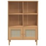 Estantería SENJA aspecto ratán madera pino marrón 90x35x130 cm en Librerías y estanterías | Comprar online en Foru.es
