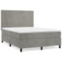 Cama box spring con colchón terciopelo gris claro 140x190 cm de vidaXL, Camas y somieres - Ref: Foro24-3142899, Precio: 540,3...