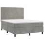 Cama box spring con colchón terciopelo gris claro 140x190 cm de vidaXL, Camas y somieres - Ref: Foro24-3142899, Precio: 540,3...