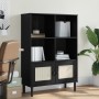 Estantería SENJA aspecto ratán madera pino negro 90x35x130 cm en Librerías y estanterías | Comprar online en Foru.es