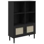 Estantería SENJA aspecto ratán madera pino negro 90x35x130 cm en Librerías y estanterías | Comprar online en Foru.es