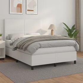 Cama box spring con colchón cuero sintético blanco 140x200cm de vidaXL, Camas y somieres - Ref: Foro24-3142726, Precio: 546,6...