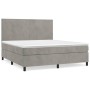 Cama box spring con colchón terciopelo gris claro 160x200 cm de vidaXL, Camas y somieres - Ref: Foro24-3142911, Precio: 526,0...