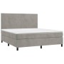 Cama box spring con colchón terciopelo gris claro 160x200 cm de vidaXL, Camas y somieres - Ref: Foro24-3142911, Precio: 526,0...