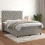 Cama box spring con colchón terciopelo gris claro 140x190 cm de vidaXL, Camas y somieres - Ref: Foro24-3143199, Precio: 549,4...